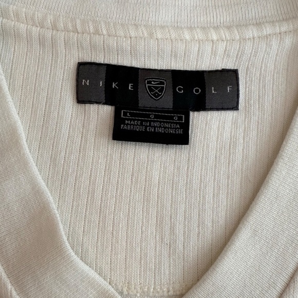 VTG Nike Golf Men's V-Neck Pullover Sleeveless Cotton Golf Vest; Cream; Large - Picture 3 of 6